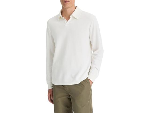 (取寄) ヴィンス メンズ ダブル フェイス ロング スリーブ ポロ Vince men Vince Double Face Long Sleeve Polo Classic Cream/Optic Whiteの通販は