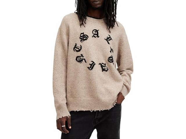 (取寄) オールセインツ メンズ クルー AllSaints men AllSaints Scripture Crew Taupe Brownの通販は