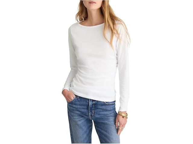 (取寄) メイドウェル レディース サイド ルーシュド スラブ ロング スリーブ Madewell women Side Ruched Slub Long Sleeve White