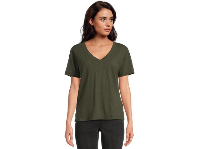 (取寄) モッドオードック レディース ショート スリーブ V-ネック ボクシー ティー Mod-o-doc women Short Sleeve V-Neck Boxy Tee Elm Green