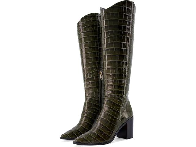 (取寄) フランコ サルト レディース チカーダ ポインテッド トゥ ニー ハイ ブーツ Franco Sarto women Ticada Pointed Toe Knee High Boots Olive Green Croco Leatherの通販は