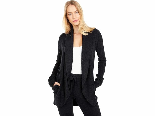 (取寄) ベアフットドリームス レディース コージーシック ライト サークル カルディ Barefoot Dreams women Barefoot Dreams Cozychic Lite Circle Cardi Blackの通販は
