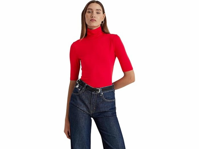 (取寄) ローレン ラルフローレン レディース ストレッチ ジャージ タートルネック LAUREN Ralph Lauren women LAUREN Ralph Lauren Stretch Jersey Turtleneck Martin Redの通販は