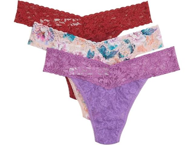 (取寄) ハンキー パンキー レディース シグニチャー レース オリジナル ライズ トング 3 パック Hanky Panky women Signature Lace Original Rise Thong 3 Pack Merlot