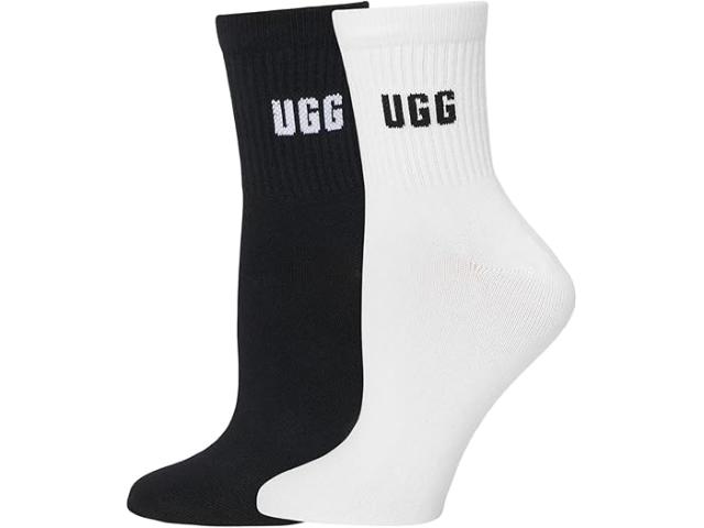 (取寄) アグ レディース ロゴ クオーター 2 パック UGG women Quinlin Logo Quarter 2 Pack White/Black