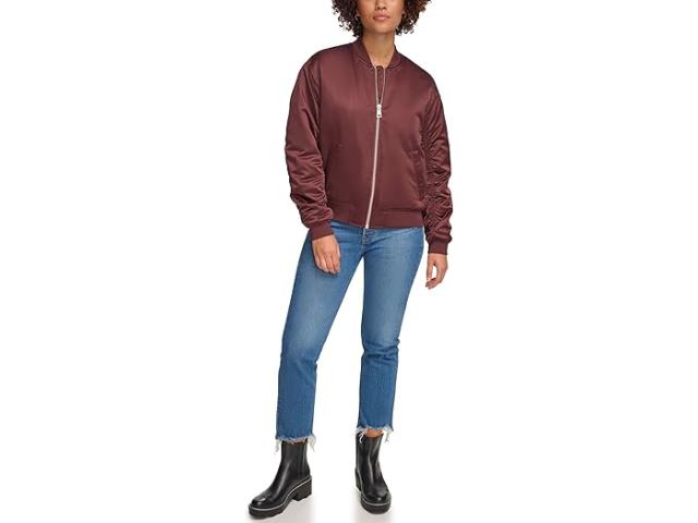 (取寄) リーバイス レディース ファッション ボンバー ウィズ ルーチング オン スリーブ Levi's women Levi's Fashion Bomber with Ruching on Sleeves Dark Chocolate