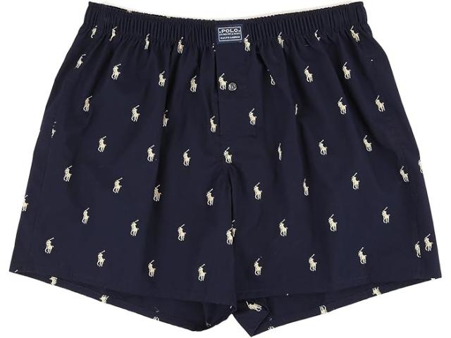 (取寄) ラルフローレン メンズ オール オーバー ポニー プレーヤー ウーブン ボクサー Polo Ralph Lauren men All Over Pony Player Woven Boxer Navy/Cream