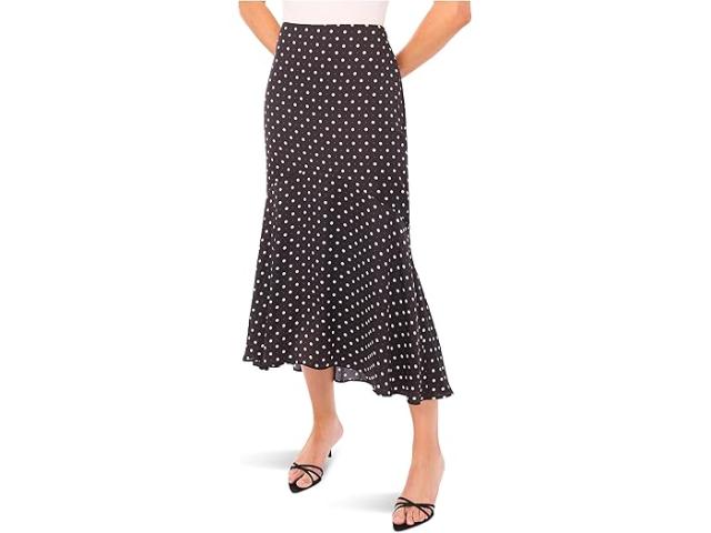 (取寄) シーシー レディース シャルムーズ フラウンシー ヘム ミディ スカート CeCe women Charmeuse Flouncy Hem Midi Skirt Rich Black