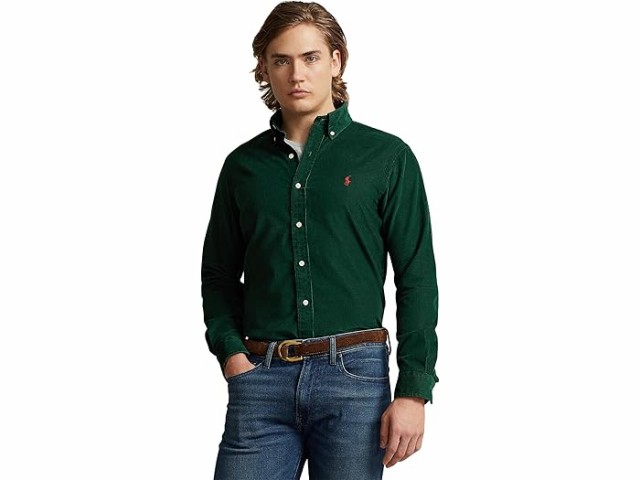 (取寄) ラルフローレン メンズ クラシック フィット コーデュロイ シャツ Polo Ralph Lauren men Polo Ralph Lauren Classic Fit Corduroy Shirt Moss Agateの通販は 18,116円