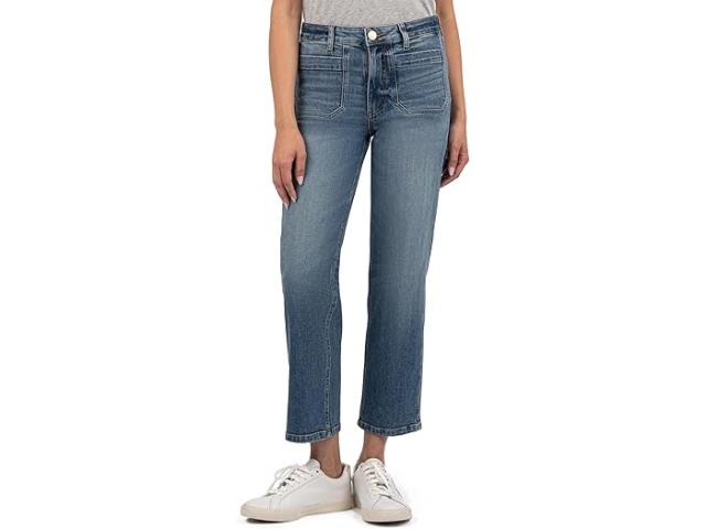 (取寄) カット フロム ザ クロス レディース ピティート エリザベス ハイライズ ストレート レッグ フロント インセット ポケッツ イン クラリティ KUT from the Kloth women Petite Elizabeth High-Rise Straight Leg Front Inset Pockets in Clarity Clarity