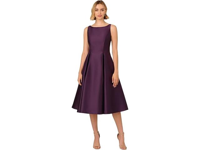 (取寄) アドリアナ パぺル レディース スリーブレス ティー レングス ドレス Adrianna Papell women Sleeveless Tea Length Dress Luxe Plum