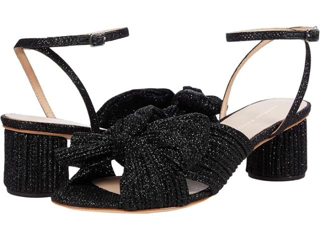(取寄) ロフラー ランドール レディース ダリア プリーツ ノット ミュール ウィズ アンクル ストラップ Loeffler Randall women Dahlia Pleated Knot Mule with Ankle Strap Black
