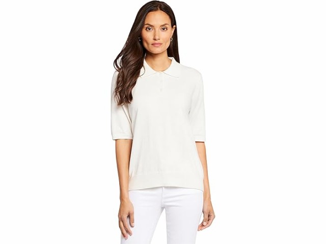 (取寄) エヌワイディージェイ レディース エルボー Slv ポロ セーター NYDJ women NYDJ Elbow Slv Polo Sweater Optic White