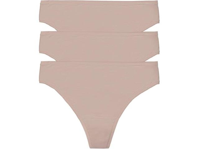 (取寄) ナトリ レディース ブリス ベア コットン トング 3-パック Natori women Bliss Bare Cotton Thong 3-Pack Cafe