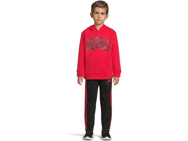 (取寄) アディダス キッズ メンズ グラフィック フリース プルオーバー ジョガー セット adidas Kids men Graphic Fleece Pullover Jogger Set Pure Ruby