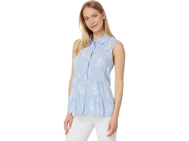 (取寄) リリー ピュリッツァー レディース ブレア スリーブレス ボタンダウン Lilly Pulitzer women Lilly Pulitzer Breah Sleeveless Button-Down Resort White A Lil Nauti Pigment Printの通販は