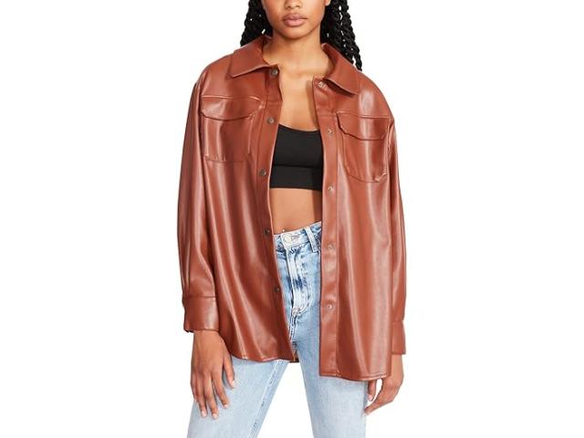 (取寄) スティーブマデン レディース フォー グッド メジャー シャケット Steve Madden women Steve Madden Faux Good Measure Shacket Cognacの通販は 9,360円