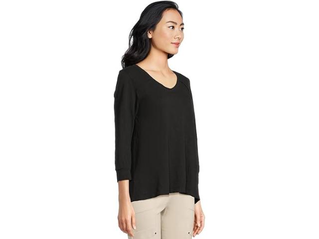 (取寄) エリオット ローレン レディース エンザイム ウォッシュ ジャージ - V ネック スリーブ ティー Elliott Lauren women Enzyme Wash Jersey - V neck -3/4 Sleeve Tee Black