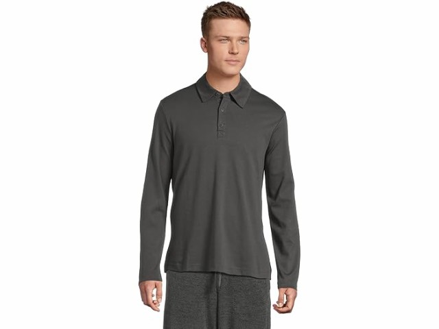 (取寄) ベアフットドリームス メンズ マリブ コレクション ピマ ロング スリーブ ポロ Barefoot Dreams men Barefoot Dreams Malibu Collection Pima Long Sleeve Polo Carbonの通販は