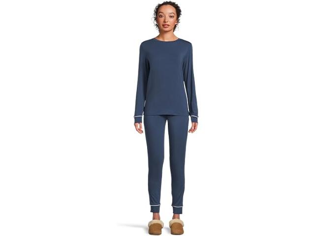 (取寄) エバージェイ レディース ジゼル クルー ネック パジャマ セット Eberjey women Gisele Crew Neck Pajama Set Navy/Ivory