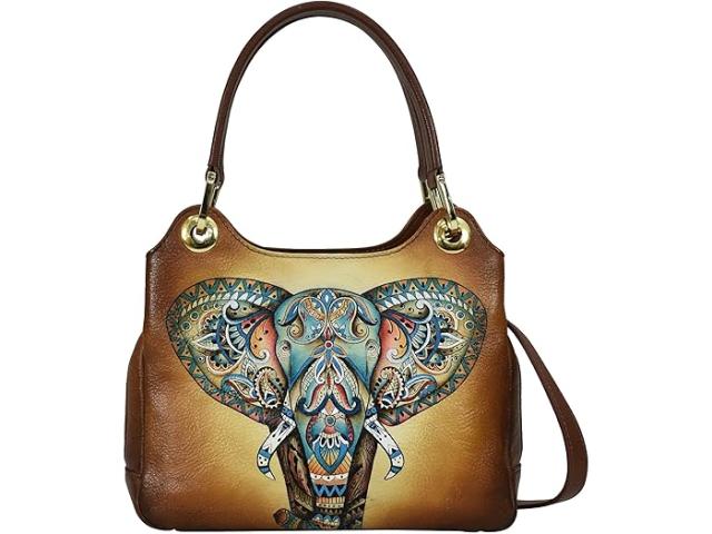 (取寄) アヌシュカ レディース サッチェル ウィズ クロスボディ ストラップ 708 Anuschka women Anuschka Satchel with Crossbody Strap 708 Elephant Mandala