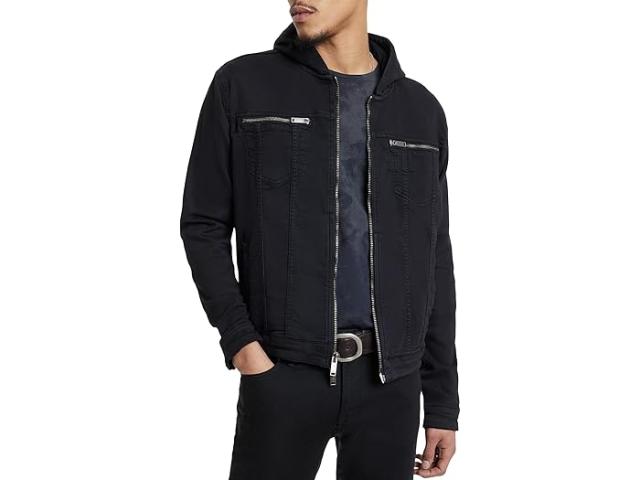 (取寄) ジョン バルベイトス メンズ スコット フーデット ジーン ジャケット John Varvatos men SCOTT HOODED JEAN JACKET Black 1