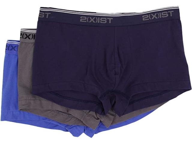 (取寄) 2XIST メンズ ストレッチ 3 パック ノー ショー トランク 2(X)IST men 2(X)IST Stretch 3 Pack No Show Trunk Eclipse/Lead/Dazzling Blue