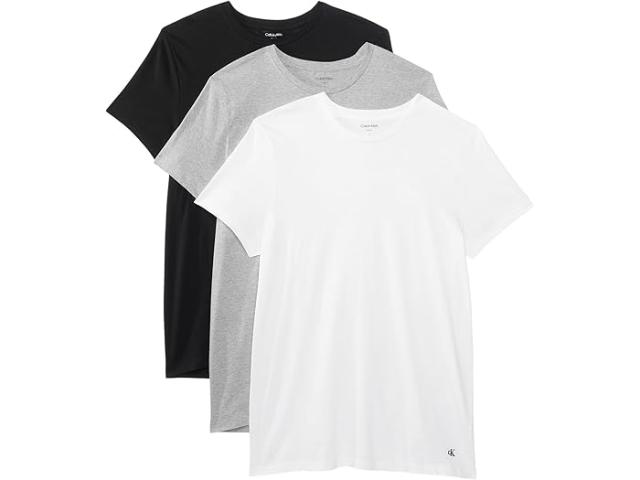 (取寄) カルバンクライン アンダーウェア メンズ コットン クラシックス 3-パック クルーネック T-シャツ   Underwear men Cotton Classics 3-pack Crewneck T-shirt Black/Grey Heather/White