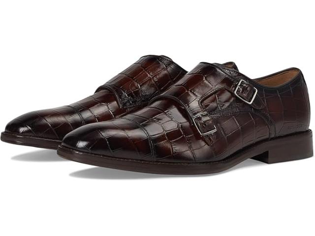 (取寄) ジョンストン&マーフィー メンズ サリバン ダブル バックル キャップ トゥ Johnston & Murphy men Sullivan Double Buckle Cap Toe Mahogany Croc Embossed Italian Calfskin