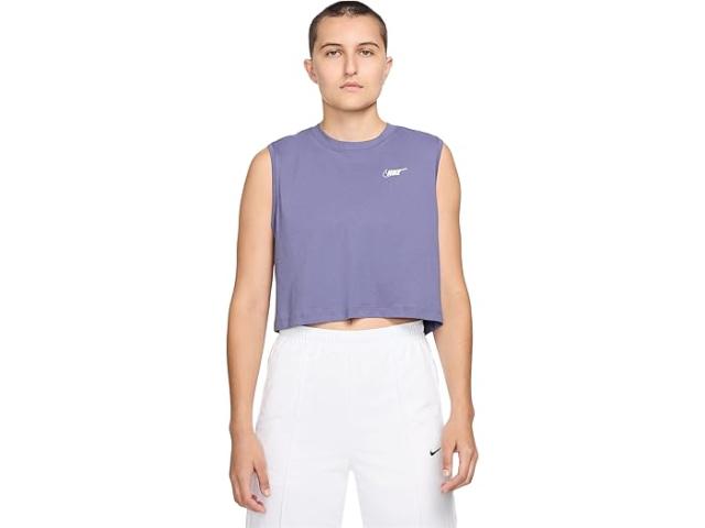 (取寄) ナイキ レディース スポーツウェア クラブ スリーブレス クロップド グラフィック T-シャツ Nike women Sportswear Club Sleeveless Cropped Graphic T-shirt Dusty Amethyst