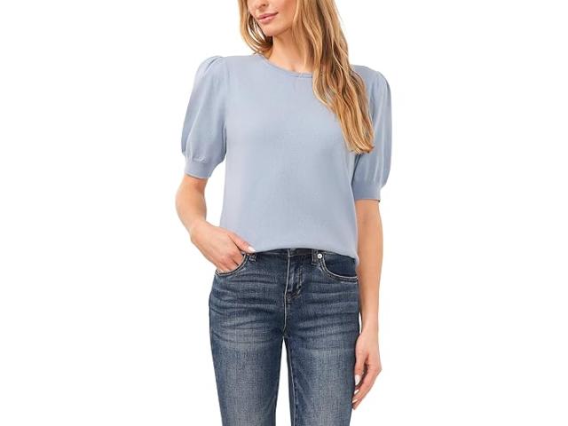 (取寄) シーシー レディース ショート スリーブ パール バック セーター CeCe women Short Sleeve Pearl Back Sweater Slate Blue