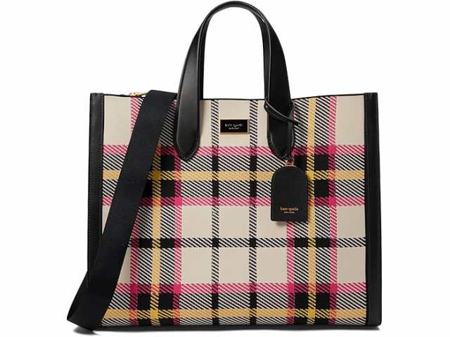 (取寄) ケイトスペード レディース マンハッタン ミュージアム プレイド ニット ジャカード ラージ トート Kate Spade New York women Kate Spade New York Manhattan Museum Plaid Knit Jacquard Large Tote Black Multiの通販は