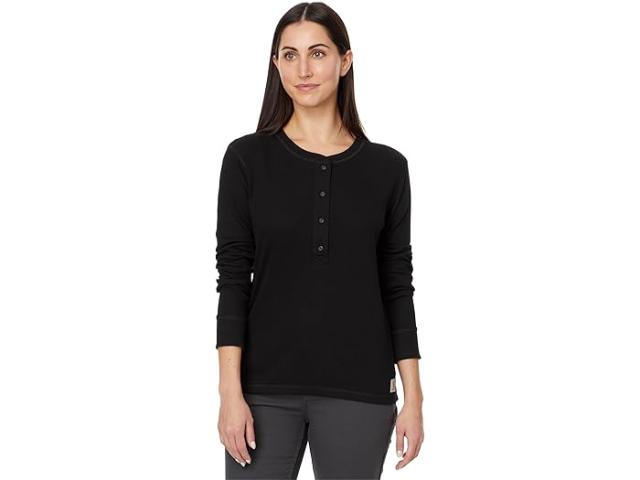 (取寄) カーハート レディース リラックスド-フィット フィット ロング-スローブ リブド ヘンリー Carhartt women Carhartt Relaxed Fit Long-Sleeve Ribbed Henley Blackの通販は 9,351円