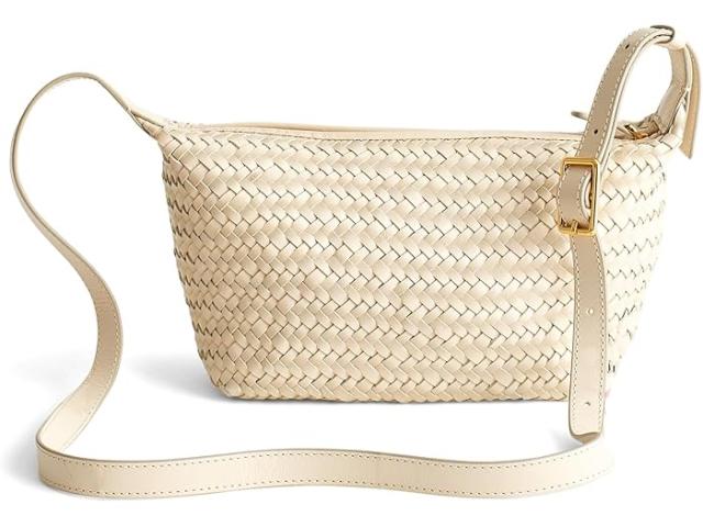 (取寄) メイドウェル レディース ザ スリング クロスボディ バッグ イン ハンドウーベン レザー Madewell women The Sling Crossbody Bag in Handwoven Leather Light Caramel