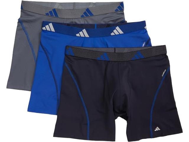 (取寄) アディダス メンズ パフォーマンス メッシュ ボクサー ブリーフ 3-パック adidas men adidas Performance Mesh Boxer Brief 3-Pack Team  Blue/Legend Ink Blue/Onix Grey