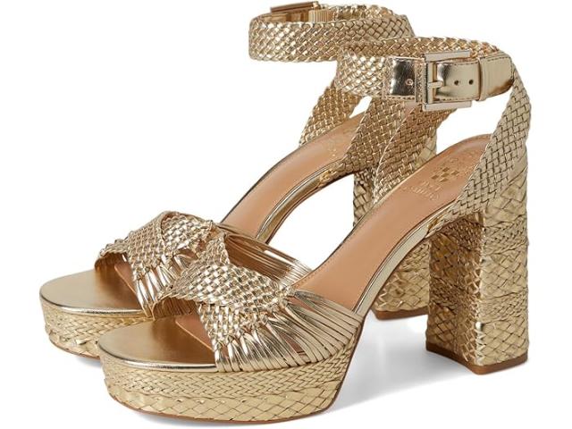 (取寄) ヴィンスカムート レディース ウーブン プラットフォーム サンダル Vince Camuto women Pessa Woven Platform Sandals Egyptian Gold