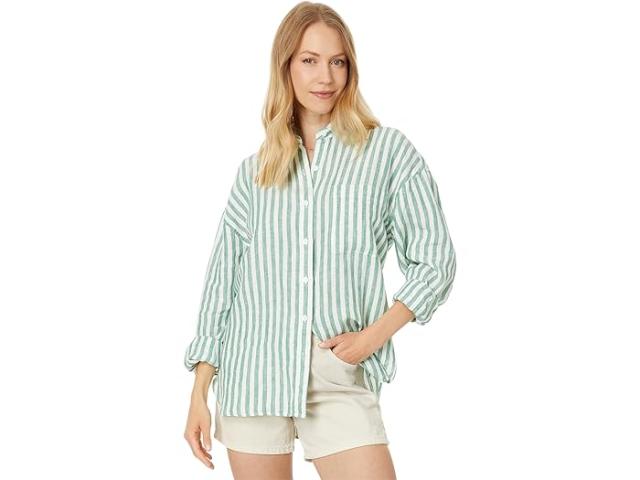 (取寄) ファリティ レディース ラグナ リネン リラックスド-フィット シャツ Faherty women Faherty Laguna Linen Relaxed Shirt Bottle Green Lucy Stripe 42,290円