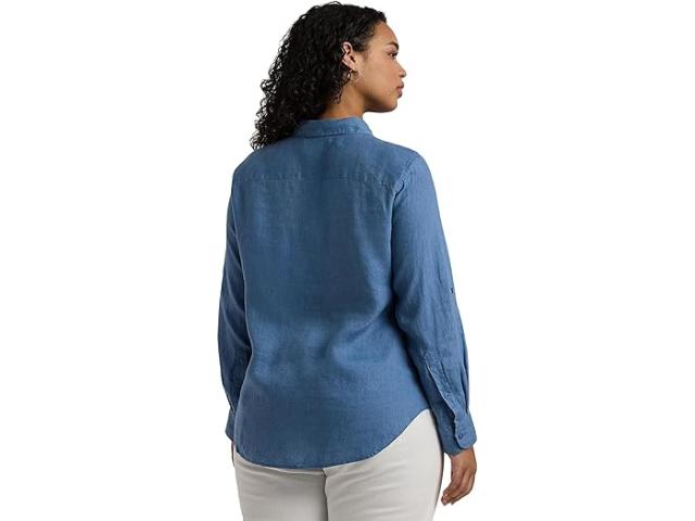 (取寄) ローレン ラルフローレン レディース プラス-サイズ リネン ロール タブ - スリーブ シャツ LAUREN Ralph Lauren women LAUREN Ralph Lauren Plus-Size Linen Roll TabSleeve Shirt Pale Azureの通販は