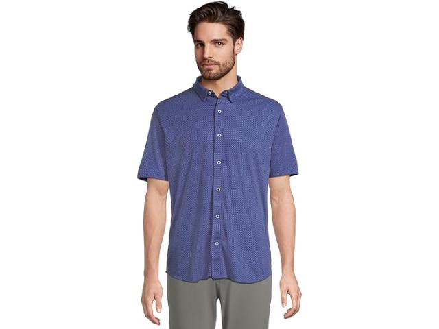 (取寄) ジョンストン&マーフィー メンズ ショート スリーブ XC フレックス プリンテッド ボタン フロント シャツ Johnston & Murphy men Short Sleeve XC Flex Printed Button Front Shirt Blue Heather
