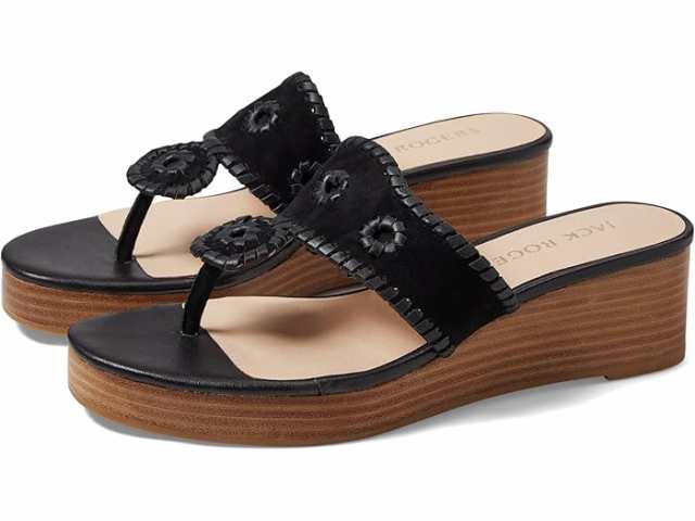 (取寄) ジャック ロジャース レディース ジャックス ミッド ウェッジ - スエード/スタックド Jack Rogers women Jack Rogers Jacks Mid Wedge - Suede/Stacked Blackの通販は