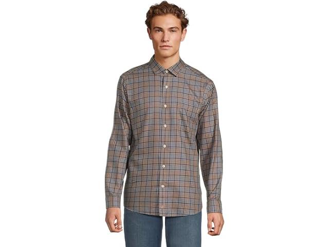 (取寄) ジョンストン&マーフィー メンズ ノン-アイロン ドレス シャツ Johnston & Murphy men Non-iron Dress Shirt Tan Multi Glen Plaid