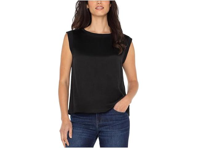 (取寄) リバプールロサンゼルス レディース スリーブレス ウーブン トゥ ニット トップ Liverpool Los Angeles women Sleeveless Woven To Knit Top Black