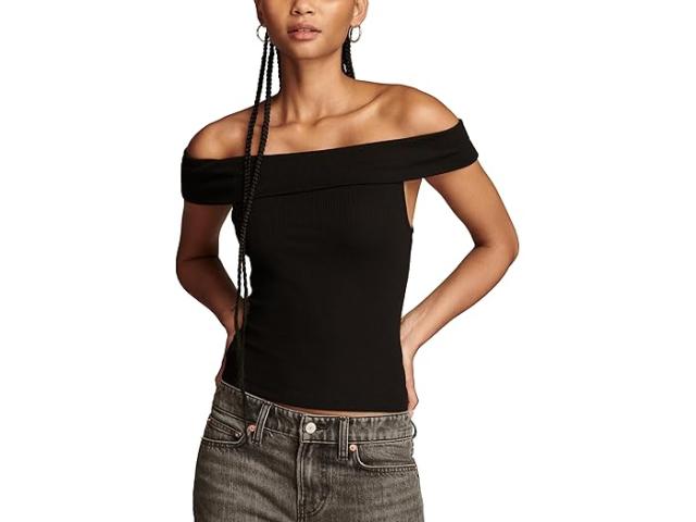 (取寄) ラッキーブランド レディース オフ-ザ-ショルダー トップ Lucky Brand women Lucky Brand Off-the-Shoulder Top Black Stripe