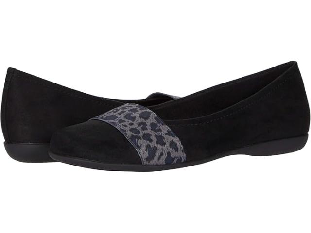 (取寄) トロッターズ レディース サマンサ Trotters women Samantha Microfiber Suede/Cheetah Printed Elastic (Black)
