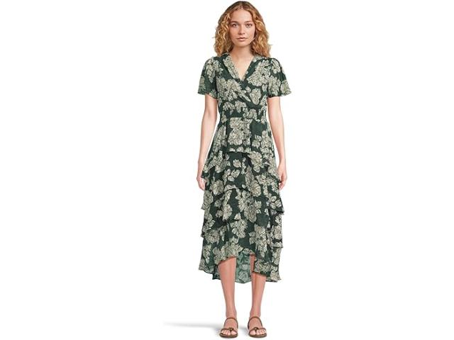 (取寄) ヴィンスカムート レディース エルボー スリーブ スモック ウェスト ティアード マキシ ドレス Vince Camuto women Elbow Sleeve Smocked Waist Tiered Maxi Dress Forest Night