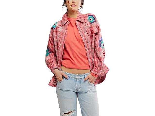 (取寄) フリーピープル レディース ウィー ザ フリー エンブロイダー サシコ シャツ Free People women We The Free Embroidered Sashiko Shirt Pink Combo