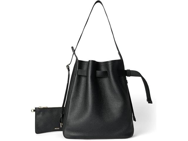 (取寄) エコー ミディアム セイル バッグ ECCO ECCO Medium Sail Bag Black Pebbled Leatherの通販は 52,224円