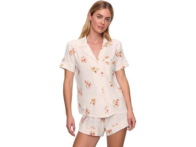 (取寄) エバージェイ レディース ジゼル プリンテッド - ザ リラックスド-フィット ショート Pj セット Eberjey women Gisele Printed - The Relaxed Short PJ Set Floral Bloom Ivory/Vanilla Cream