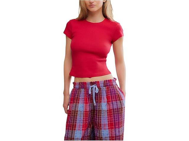 (取寄) フリーピープル レディース ウエイト ア ミイット ベイビー ティー Free People women Wait A Minute Baby Tee Lipstick Red