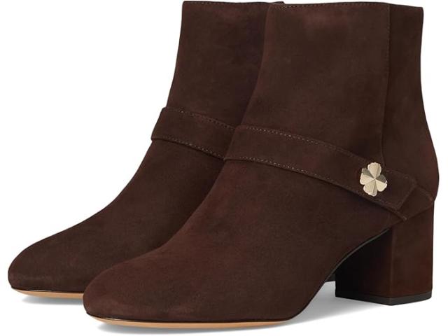 (取寄) ケイトスペード レディース スペード フラワー スエード ヒールド アンクル ブーティ Kate Spade New York women Spade Flower Suede Heeled Ankle Bootie Hot Fudge
